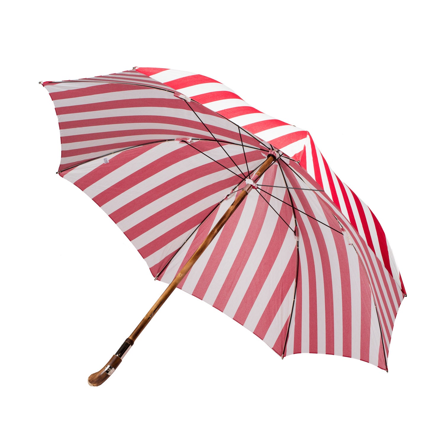 Striped Beach Umbrella "Picknick" with Handle made of Chestnut Root